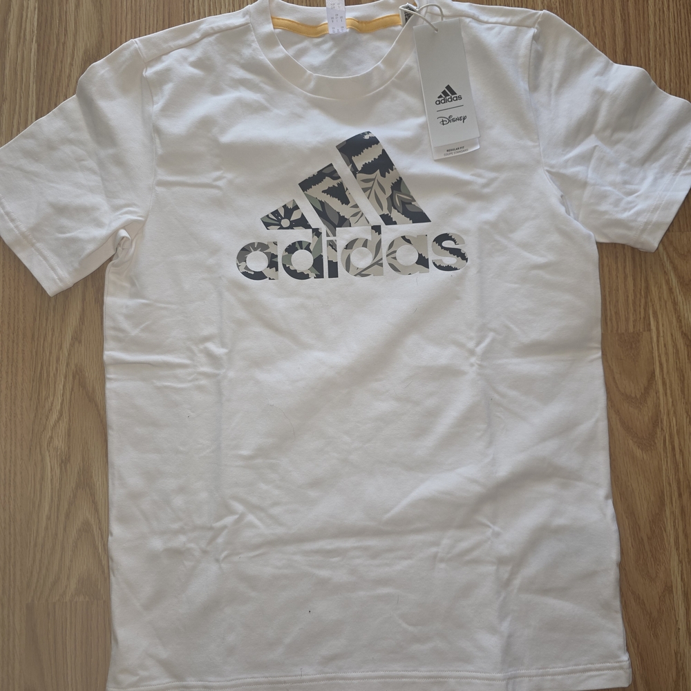 Adidas Kids White Tee with Patterned Logo